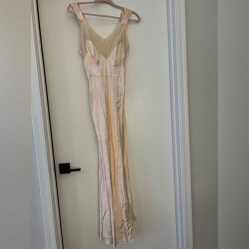 VINTAGE Silk like and Lace Slip Dress. Satin dress.